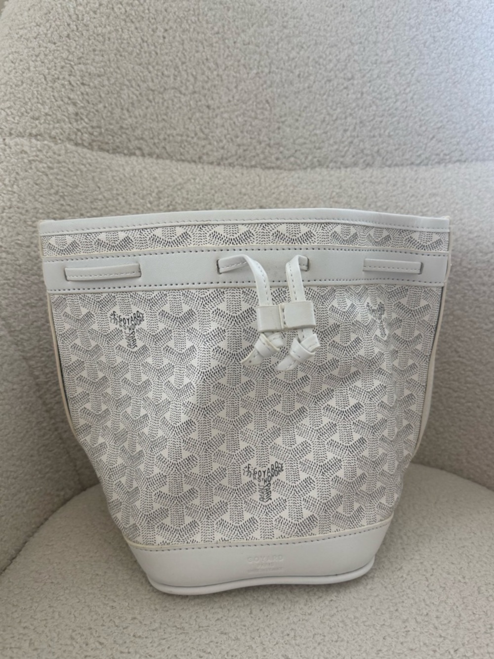 Designer Inspired White Bucket Bag